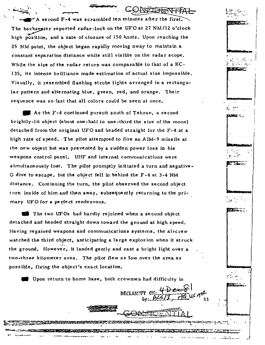Air-Force-Dokument (Seite 2/3) über den Teheran-Zwischenfall 1976