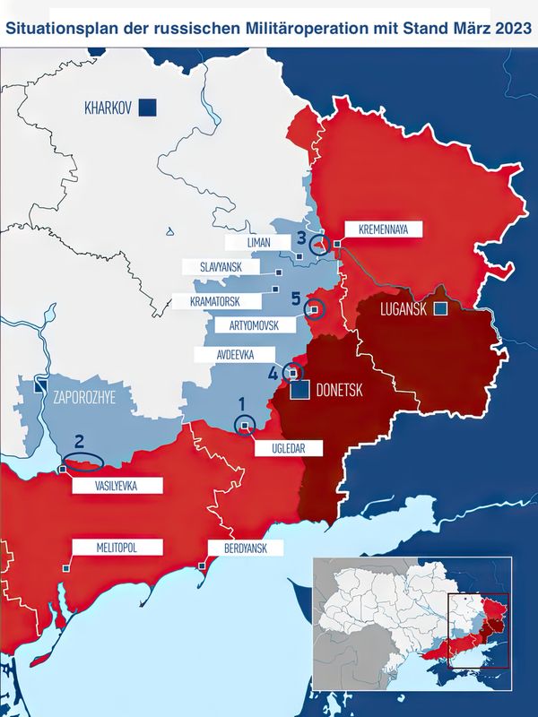 Situationsplan der russischen Militäroperation mit Stand März 2023. Bild: RT