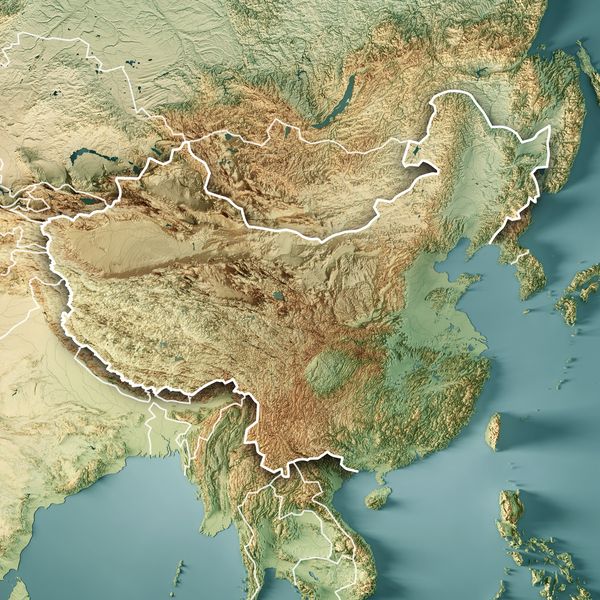 China 3D Topographisch Bild: FrankRamspott / Gettyimages.ru