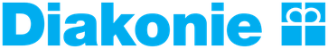 Logo des Diakonischen Werkes: Schriftzug mit rechts daneben stehendem Kronenkreuz