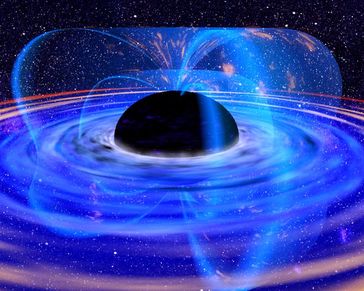 Künstlerische Darstellung eines Schwarzen Lochs.
Quelle: Abbildung: NASA (idw)