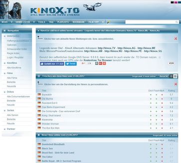 Bild: Screenshot der Webseite Kinox.to