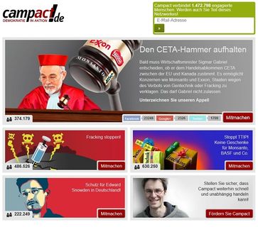 Screenshot der Webseite von www.campact.de
