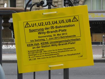 Hinweise der Verkehrsgesellschaft Frankfurt anlässlich Blockupy 2013
