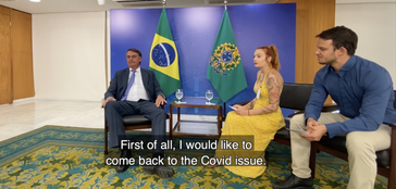 Markus Haintz und Vicky Richter sprachen exklusiv mit Brasiliens Präsidenten Jair Bolsonaro. Bild: Screenshot: Markus Haintz/WB/Eigenes Werk