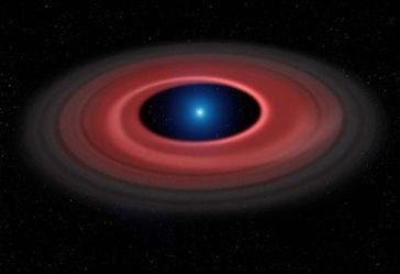 Künstlerische Darstellung der leuchtenden Scheibe aus Materie um den Weißen Zwerg SDSS J1228+1040.