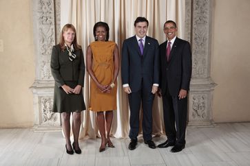 Sandra Roelofs, Michelle Obama, Mikheil Saakashvili and Barack Obama in 2009