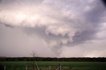 Tornadosichtung am 5. Mai 2015 auf der Straße von Dömitz nach Neu-Kaliß (Mecklenburg-Vorpommern). Bild: Rüdiger Manig (DWD)