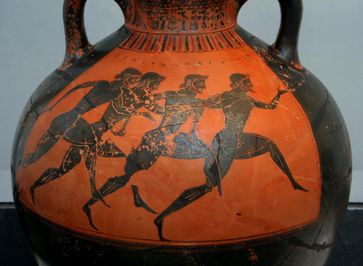 Läufer bei den Panathenäischen Spielen (Vase, ca. 530 v. Chr.).