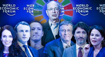 Bild: Schwab, Gates: World Economic Forum, Wikimedia Commons, CC BY-SA 2.0; Ardern: Governer-General New Zealand, Wikimedia Commons, CC BY 4.0; Baerbock: Olaf Kosinsky, Wikimedia Commons, CC BY-SA 3.0 DE; Macron: Foundations World Economic Forum, Wikimedia Commons, CC BY 2.0; Zuckerberg: Anthony Quintano, Wikimedia Commons, CC BY 2.0; Trudeau: Justin Trudeau, Wikimedia Commons CC BY 3.0; Collage: Wochenblick / Eigenes Werk