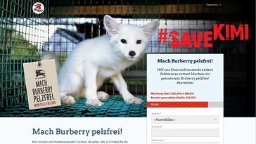 Screenshot von der Webseite "help.four-paws.org/de-AT/mach-burberry-pelzfrei"