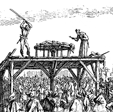 Hinrichtung durch Rädern und mit einer Eisenstange in Paris 1633