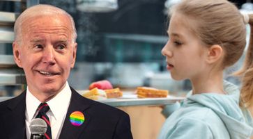 Bild: Schulkind & LGBT-Button: Freepik (2); Biden: Gage Skidmore, Flickr, CC BY-SA 2.0; Komposition: Wochenblick / Eigenes Werk