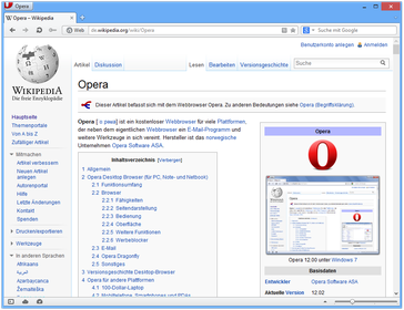 Opera 12.02 unter Windows 8. Bild: Screenshot: Benutzer:Das Schäfchen / Opera Software