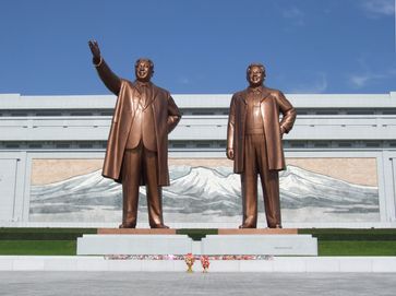 The Mansudae Grand Monuments, depicting Kim Il-sung and his son Kim Jong-il