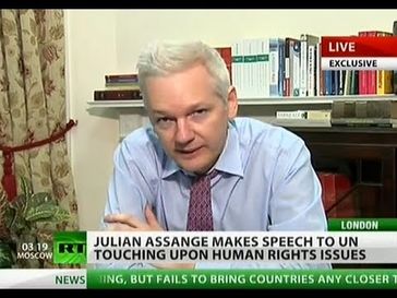 Screenshot aus dem Youtube Video "Julian Assange addresses UN on human rights"