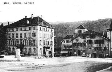 Gründungsort der Antiautoritären Internationale: Hôtel de la maison de Ville in Saint-Imier. Die Herberge wurde später in Hôtel Central umbenannt und in den 2000ern entkernt.