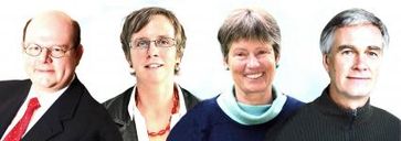 Sie erhalten 2009 den Deutschen Umweltpreis der DBU (v.l.): Dr. Carsten Bührer, Petra Bültmann-Steffin, Dr. Angelika Zahrnt und Prof. Dr. Bo Barker Jørgensen. Bild: DBU