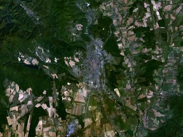 Košice und Umgebung auf einem Satellitenfoto