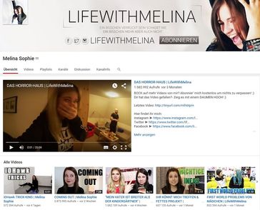 Bild: Screenshot Youtube Kanal von Melina Sophie