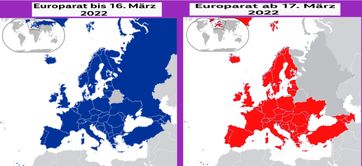 Europarat Mitgliedstaaten vor und nach dem 16. März 2022