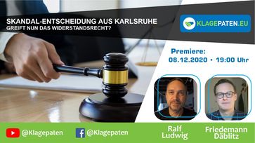 Bild: SS Video: "🔴 Klagepaten TV #18: Skandal-Entscheidung aus Karlsruhe! Ralf Ludwig spricht mit Friedemann Däblitz" (https://youtu.be/B2RrrcnQh4Q) / Eigenes Werk