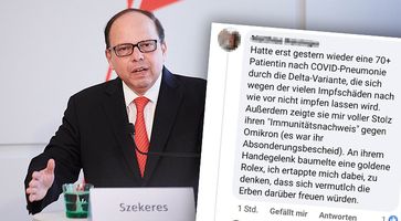 Bild: Szekeres: © SPÖ-Parlamentsklub/Kurt Prinz/SPÖ Presse und Kommunikation; Screenshot: Facebook/zVg; Komposition: Wochenblick/Eigenes Werk