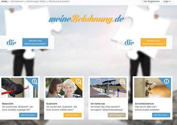 Screenshot von der Webseite "meine-belohnung.de"