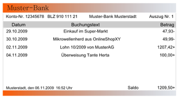 Kontoauszug (Symbolbild)