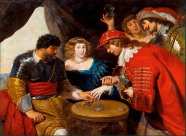 "Players and courtesans under a tent" von Cornelis de Vos