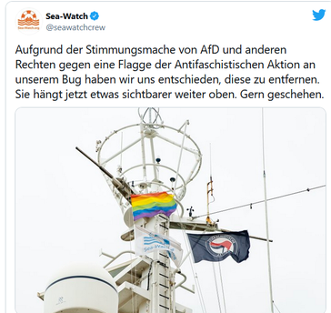 Bild: Screenshot Twitteraccount: "@seawatchcrew" / Eigenes Werk