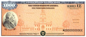 $1,000 Series EE savings bond featuring Benjamin Franklin