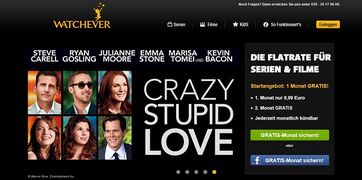 Screenshot der Webseite "Watchever"
