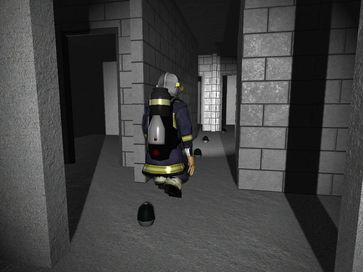 Am Computer können Feuerwehrleute Einsätze realitätsgetreu simulieren und neue Technologien gefahrlos testen. Bild: Fraunhofer FIT (idw)