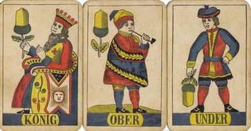 Hofkarten der Farbe Eichel eines Deutschschweizer Blatts um 1880