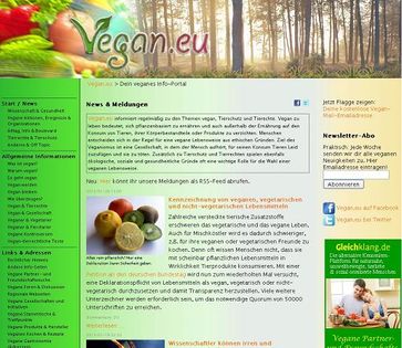 Screenshot von "www.Vegan.eu"