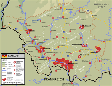 Karte vom Saarland