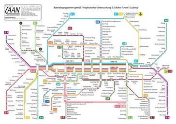 Planungsalternative "Zweiter Tunnel" für die 2. Münchener S-Bahn Stammstrecke. Bild: Maximilian Dörrbecker / wikipedia.org