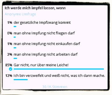 Umfrage: Ich werde mich impfen lassen, wenn..., 16.200 Teilnehmer, Stand 11.12.2020, 19:39 Uhr.