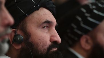 Taliban-Vertreter auf der Afghanistan-Konferenz in Moskau am 20. Oktober 2021