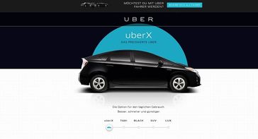 Screenshot der Webseite von uber.com