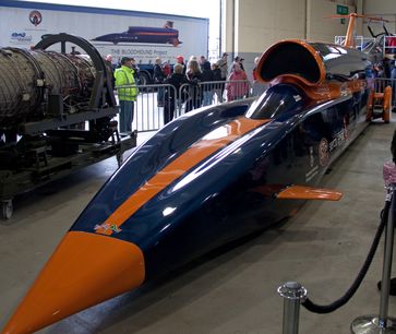 Ein Modell des Bloodhound SSC in Originalgröße im RAF Museum in Cosford.