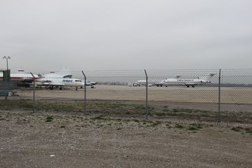 Planes on tarmac at Willow Run near Hangar 1 (2010)