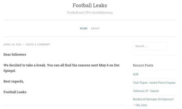 Screenshot der Webseite footballleaks2015.wordpress.com