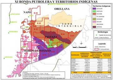 Landkarte zur XI. Runde über Erdöl und indigene Territorien. Bild: "obs/Stiftung AMAZONICA"