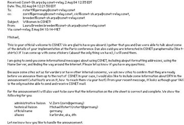 Die Anmeldebestätigung des amerikanischen CSNET war die erste E-Mail, die in Deutschland empfangen w
Quelle: Bild: KIT (idw)