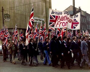 A National Front march in Yorkshire during the 1970s.