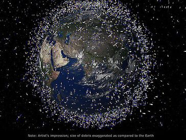 Illustration des Weltraummülls, der unsere Erde umgibt. Bild: ESA