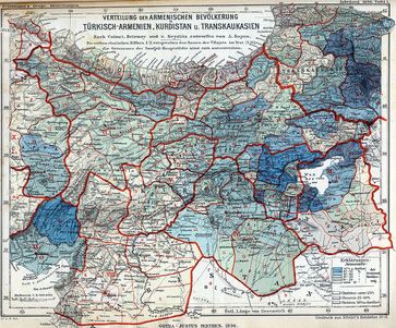 Armenisch besiedelte Regionen 1896; Karte aus Petermanns Geographische Mitteilungen