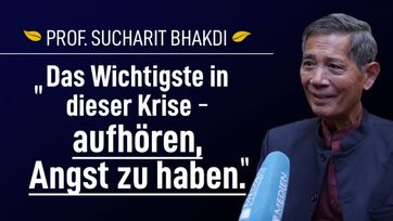 Bild: SS Video: "Prof. Sucharit Bhakdi: „Das Wichtigste in dieser Krise – aufhören, Angst zu haben.“" (www.kla.tv/23850) / Eigenes Werk